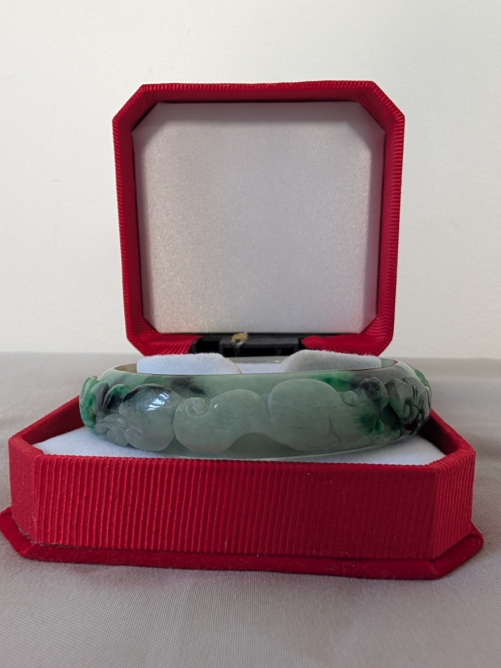 Green Jade Carved Bangle Bracelet - Women Accessories